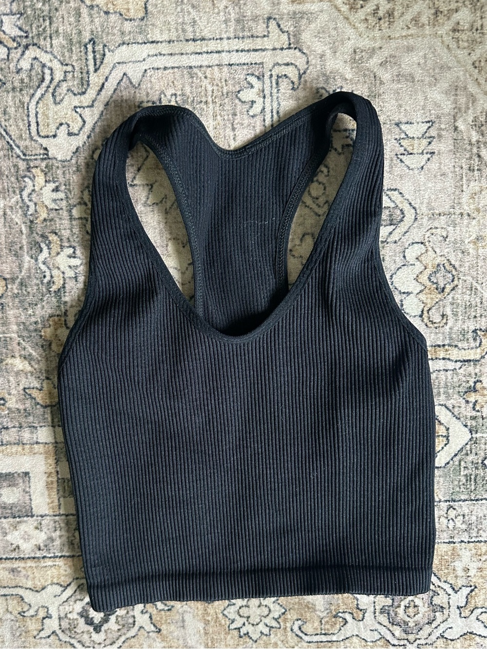 Z by Zella Black Ribbed Racerback Crop Tank
